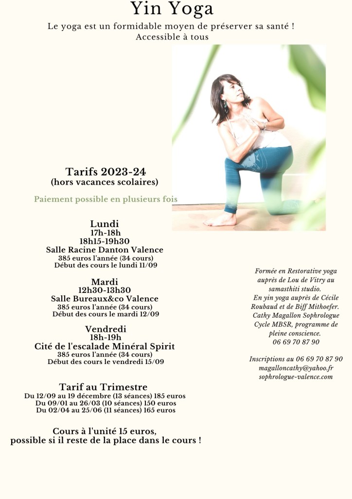 Tarifs Yoga -2023-24
